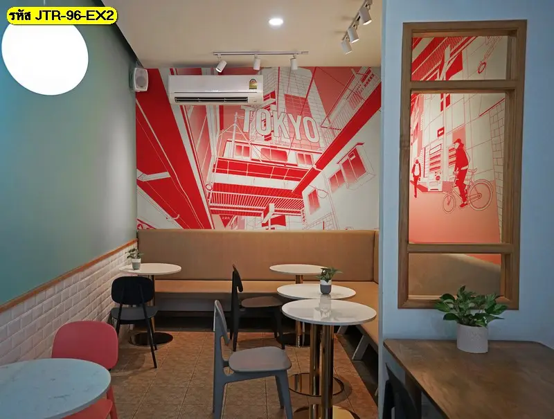 วอลเปเปอร์ลายกราฟิกญี่ปุ่นสมัยใหม่สำหรับงาน Cafe interior design โดยเฉพาะ
