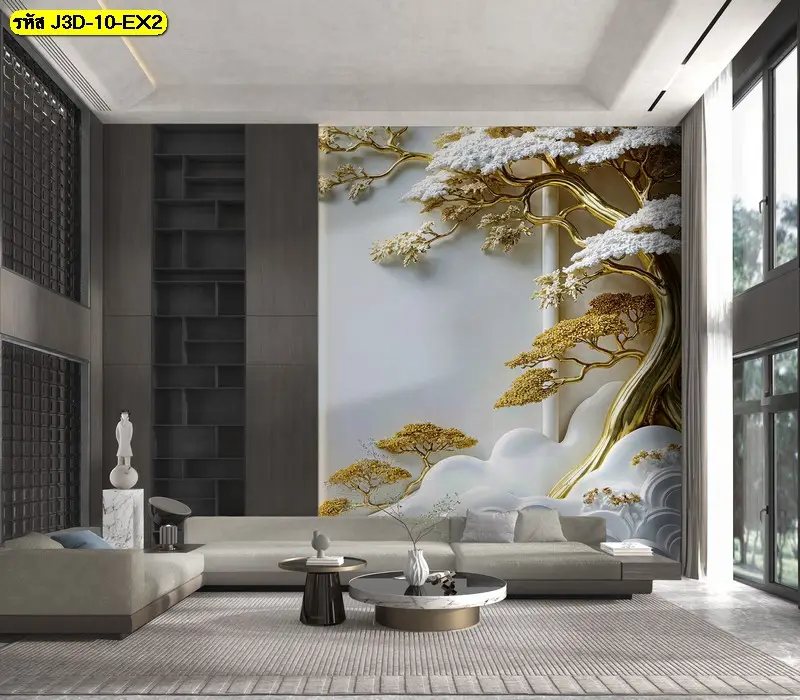 รับผลิตภาพติดผนัง 3 มิติลายดอกไม้สวยๆ สำหรับไอเดียรีโนเวทห้องนั่งเล่นคอนโด​
