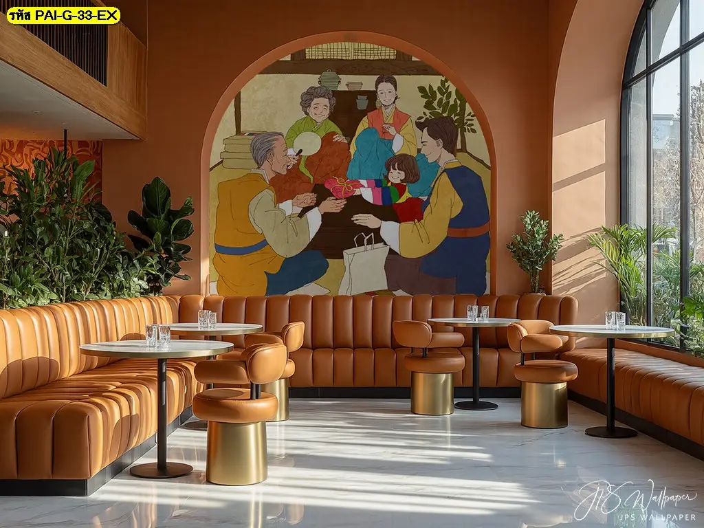 รับพิมพ์ ติดตั้ง วอลเปเปอร์ภาพเกาหลีชุดฮันบกขนาดใหญ่ตกแต่งผนังสร้างจุดเช็คอิน