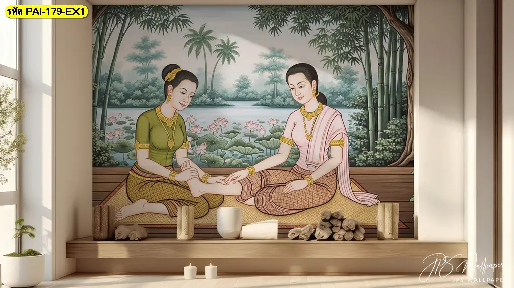 รับพิมพ์ ผลิต ติดตั้ง วอลเปเปอร์ร้านนวดในย่านท่องเที่ยวสำหรับตกแต่งสปา โรงแรม