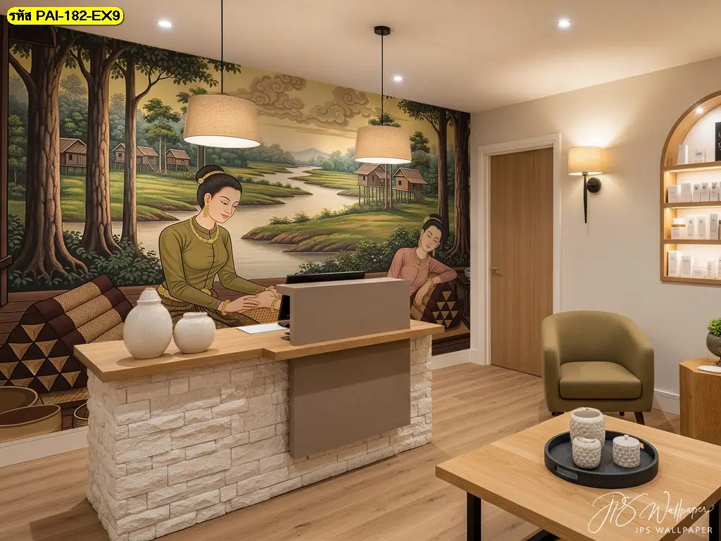 Thai massage wallpaper วอลเปเปอร์แต่งร้านนวด สำหรับร้านนวดที่ต้องการความแตกต่าง
