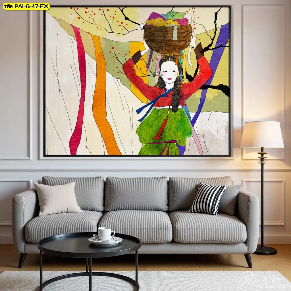 รับพิมพ์ ติดตั้ง วอลเปเปอร์ผู้หญิงเกาหลีชุดฮันบกตกแต่งร้านสร้างประสบการณ์พิเศษ