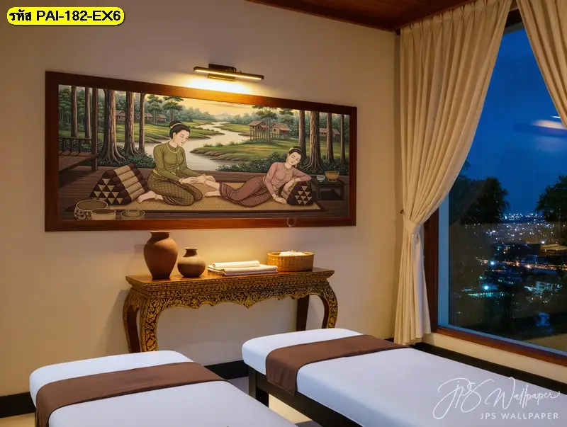 รับพิมพ์ ติดตั้ง ภาพติดผนังลายนวดแผนไทย Thai massage wallpaper