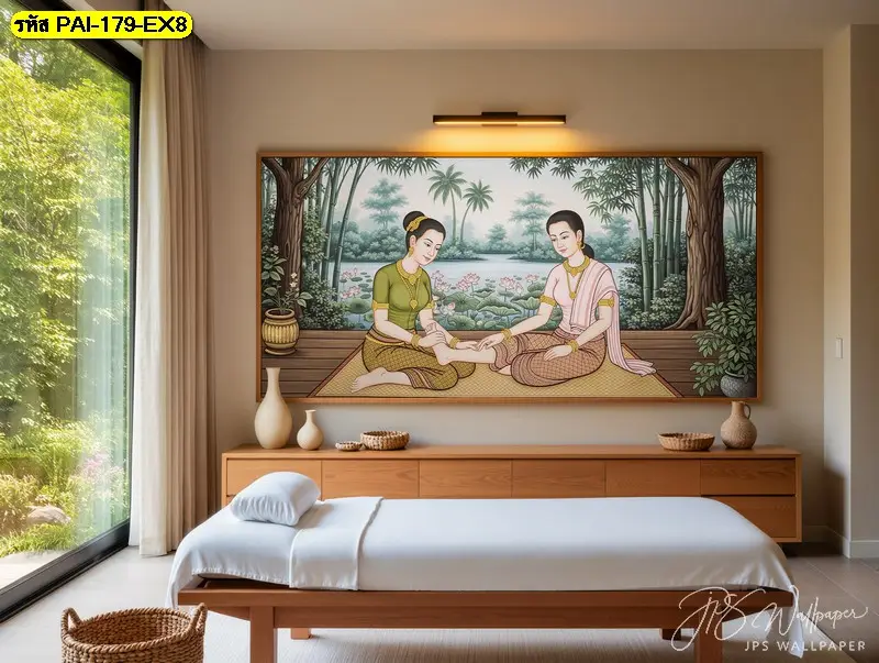 ตกแต่งสปารีสอร์ทให้มีเอกลักษณ์ไทยด้วยวอลเปเปอร์ภาพนวดไทย
