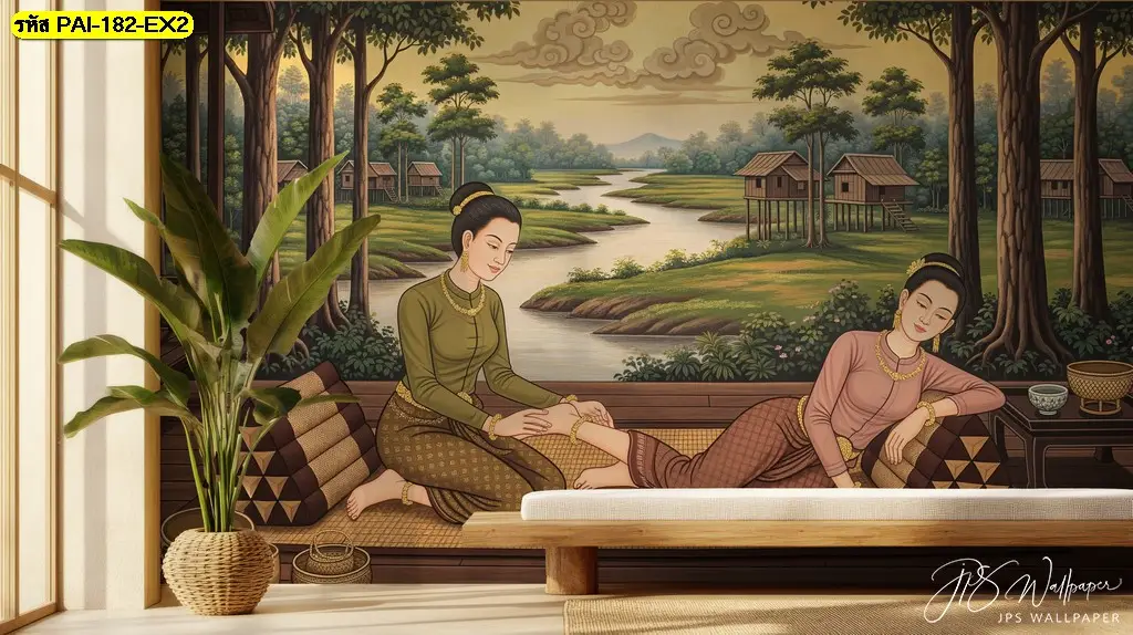 ตกแต่งร้านนวดแผนไทยด้วย ภาพวาดนวดไทยโบราณ ย่านท่องเที่ยว