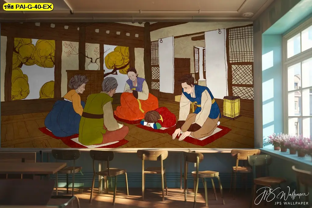 ขาย รับพิมพ์ ภาพติดผนังเกาหลีชุดฮันบกตกแต่งโซนหลักร้านอาหารโดดเด่น