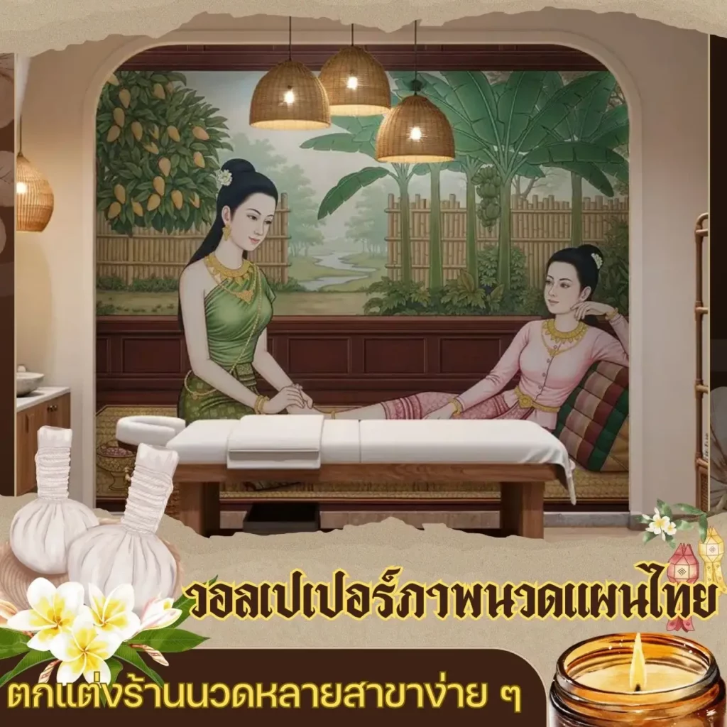 รับพิมพ์ วอลเปเปอร์ ภาพวาดนวดไทยโบราณตกแต่ง ร้านนวด ร้านสปา