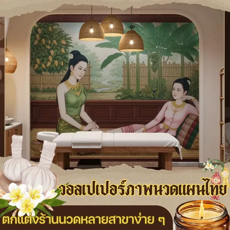 รับพิมพ์ วอลเปเปอร์ ภาพวาดนวดไทยโบราณตกแต่ง ร้านนวด ร้านสปา