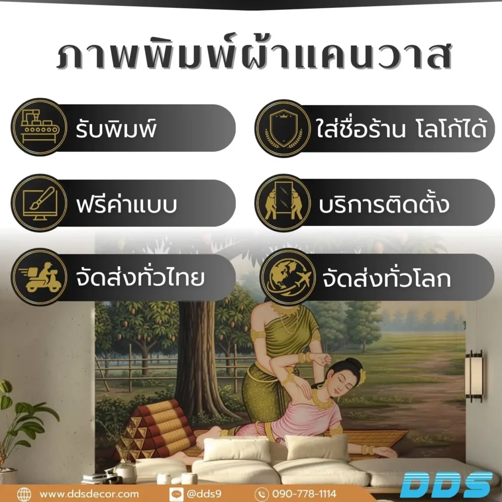 รับพิมพ์ บริการติดตั้งวอลเปเปอร์ วอลเปเปอร์ภาพนวดแผนไทย ตกแต่งร้านนวด