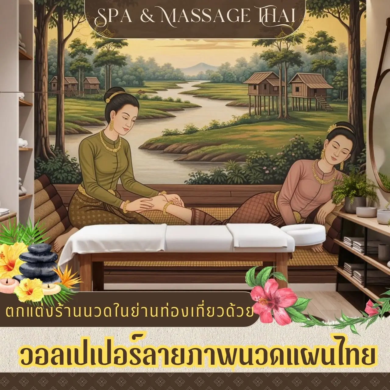 รับพิมพ์ วอลเปเปอร์ภาพนวดแผนไทย บริการติดตั้งวอลเปเปอร์โดยทีมช่างมืออาชีพ