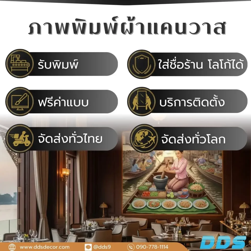 รับพิมพ์วอลเปเปอร์ วอลเปเปอร์ภาพแม่ค้าขายส้มตำในตลาดน้ำ ภาพวาดแม่ค้าขายส้มตำ ภาพแต่งร้านส้มตำ จัดส่งทั่วไทยและต่างประเทศ