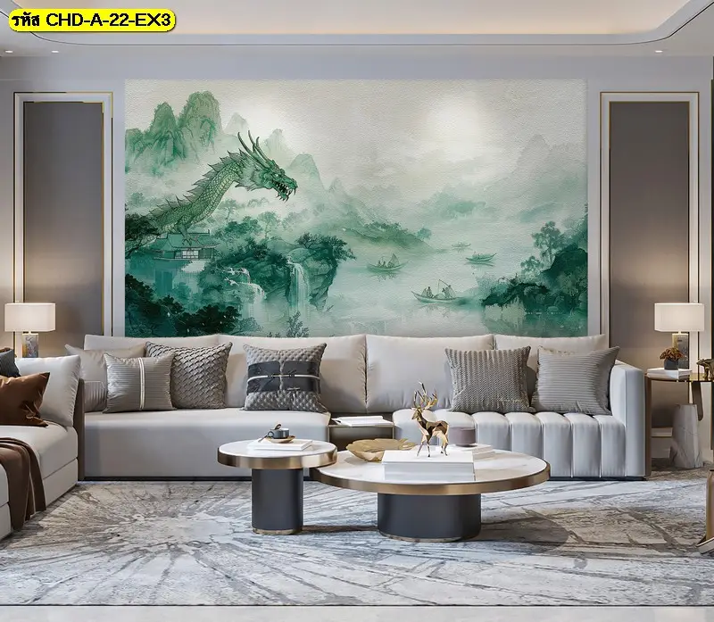 ภาพวาดมังกรจีนพื้นหลังเข้มในวอลเปเปอร์มังกรฮวงจุ้ย รับพิมพ์และบริการติดตั้งเพื่อภาพลักษณ์ผู้นำ