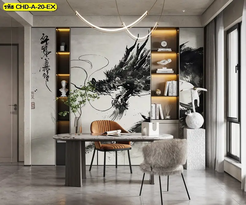 ภาพวาดมังกรจีนแนวสง่า รับพิมพ์พร้อมบริการติดตั้ง เป็นไอเดียแต่งผนังที่ทรงพลัง