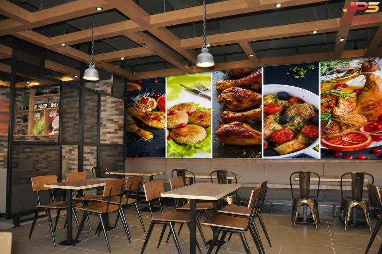 Wallpaper สั่งทำราคาถูก ติดผนัง ร้านอาหาร ลายเมนูอาหาร