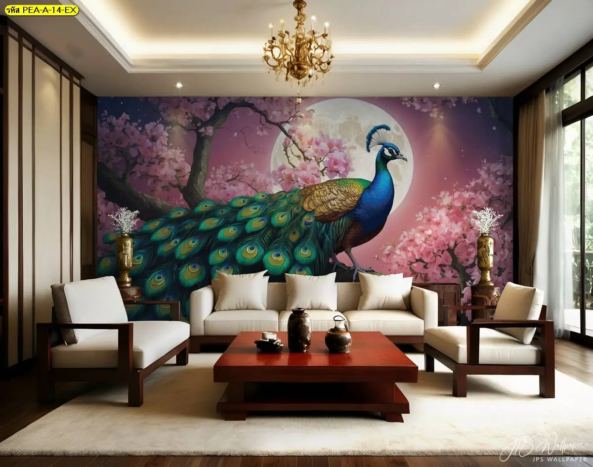 วอลเปเปอร์ติดผนังนกยูง รูปนกยูงสวยๆ โดดเด่นสะดุดตาในทุกห้อง