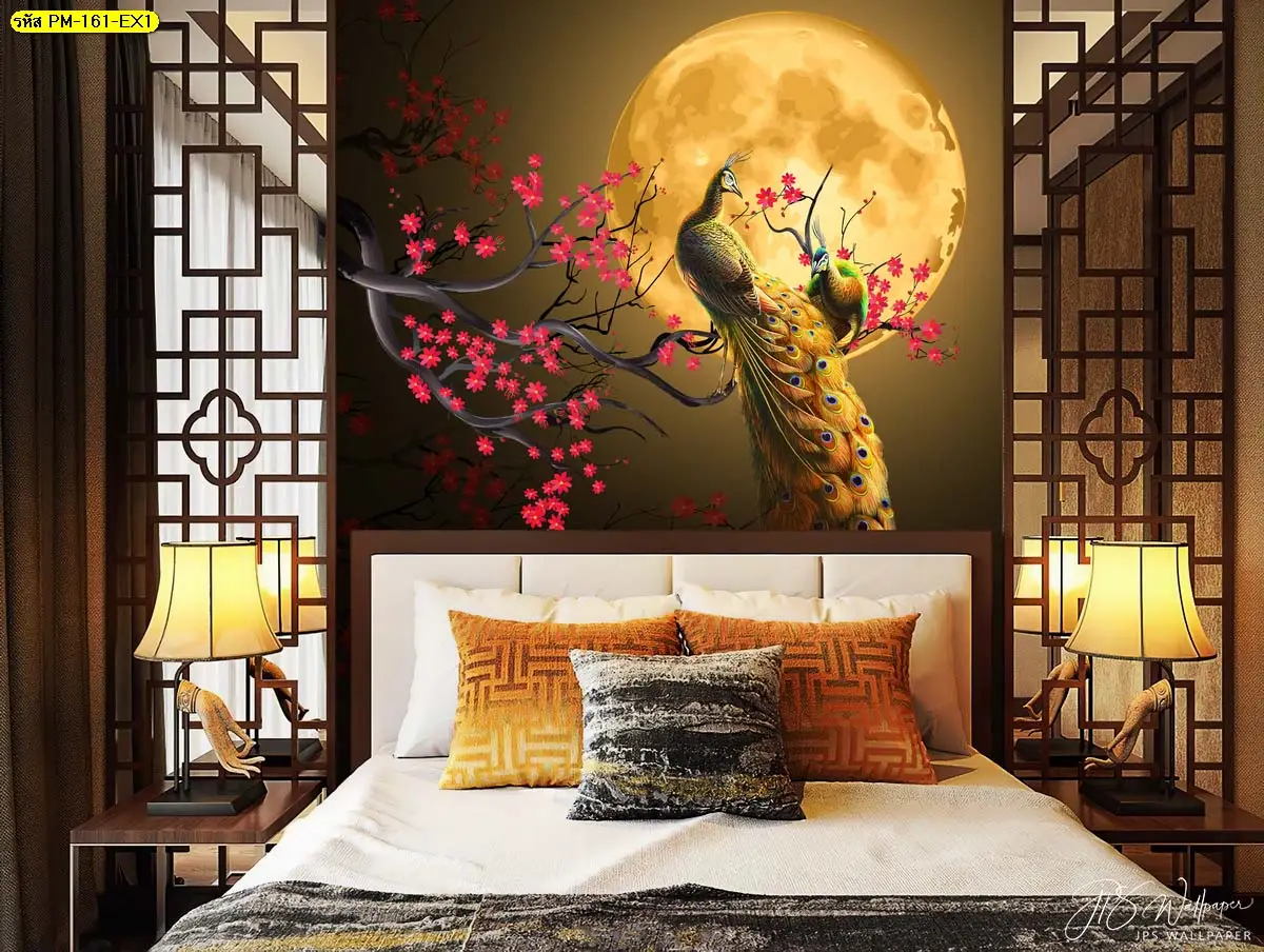 วอลเปเปอร์ติดผนังนกยูงสีทอง เปลี่ยนห้องธรรมดาให้หรูหราในพริบตา