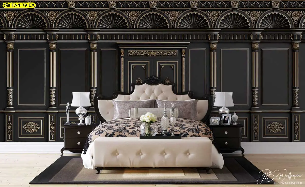 วอลเปเปอร์ติดผนังลายหลุยส์ สร้างจุดเด่น Accent Wall ในห้องนอน