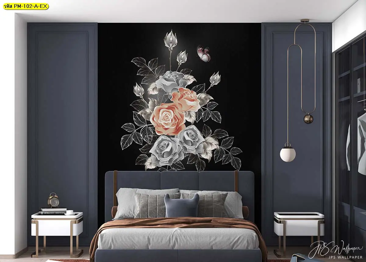 ตกแต่งบ้านสไตล์หรูด้วยวอลเปเปอร์ลายวินเทจดอกไม้ สีสะท้อนแสง