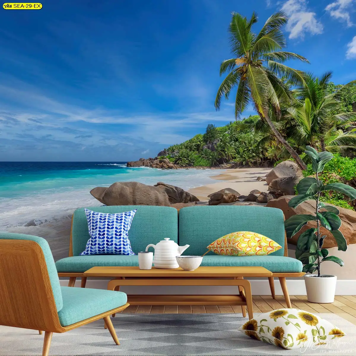 รับผลิต วอลเปเปอร์ภาพทะเล Summer Vibes ขนาดใหญ่สำหรับรีสอร์ทชายหาด