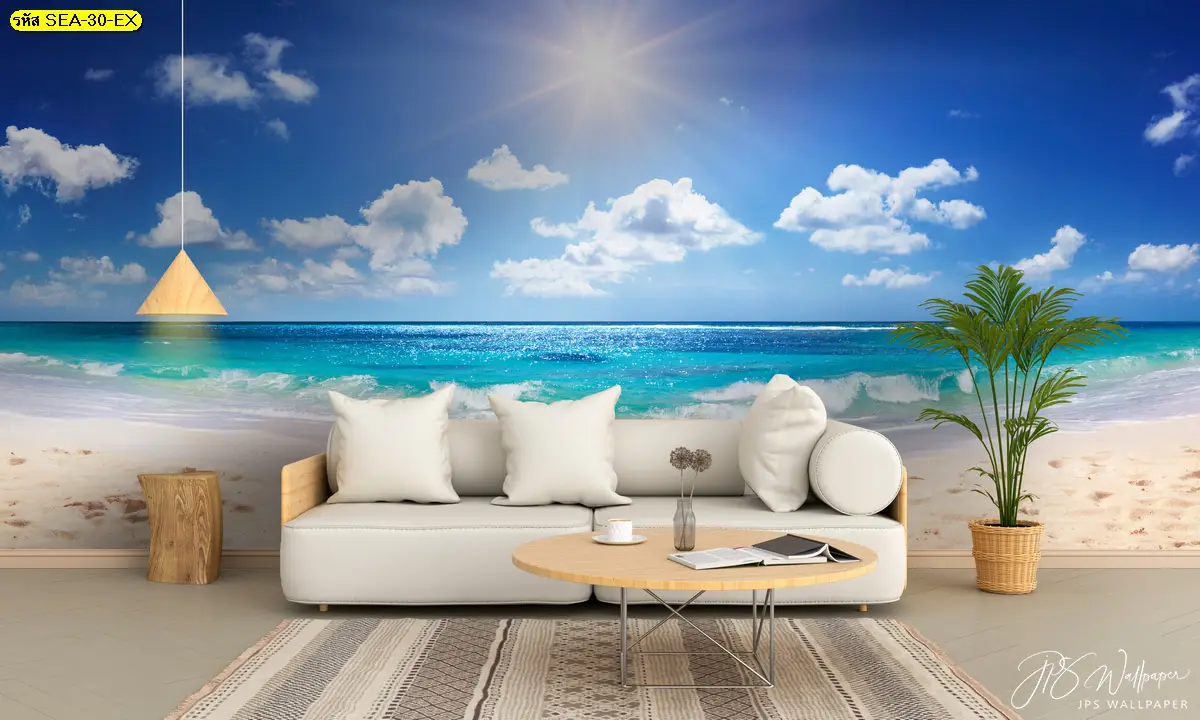 รับผลิต ติดตั้ง วอลเปเปอร์ภาพวิวทะเล Summer Vibes แต่งรีสอร์ท
