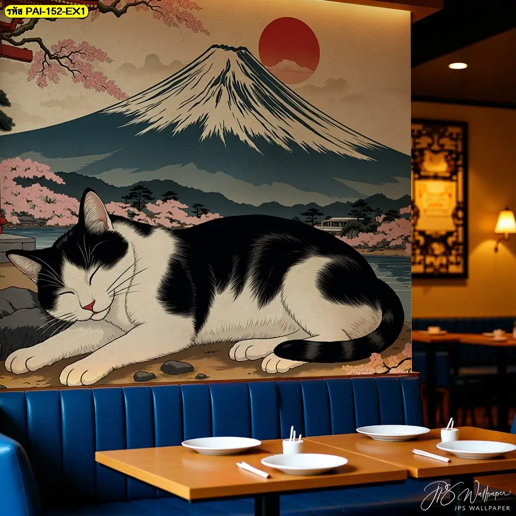 ภาพพิมพ์ลายแมวญี่ปุ่นตกแต่งร้าน ช่วยสร้างบรรยากาศอบอุ่นและเป็นมิตร
