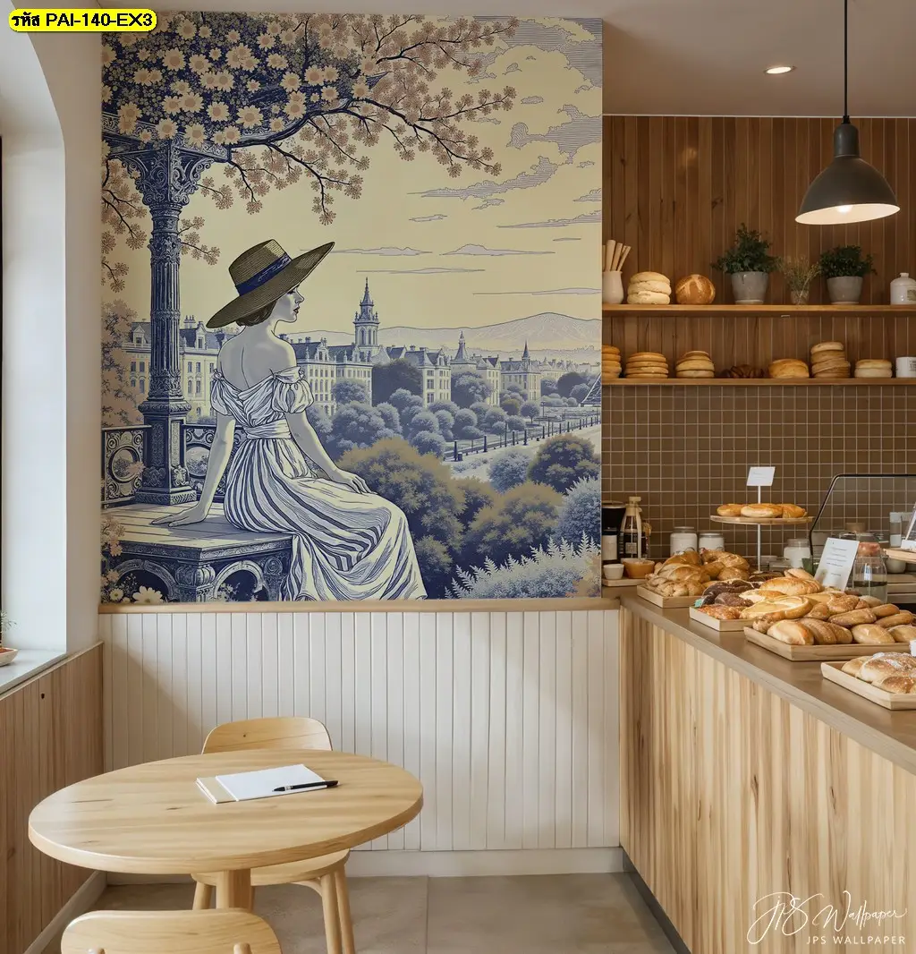 ภาพวาดหอไอเฟลติดผนังสไตล์วินเทจ เปลี่ยนร้านธรรมดาให้เป็นกรุงปารีส