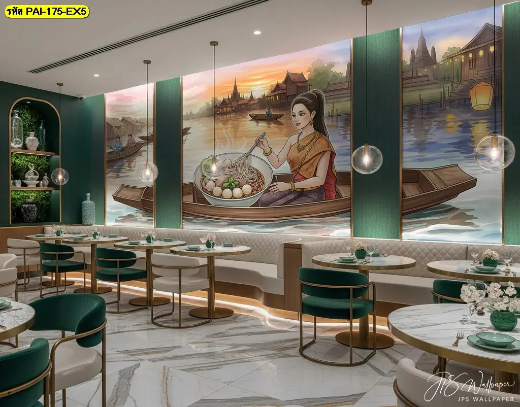 วอลเปเปอร์ลายภาพวาดก๋วยเตี๋ยวที่เหมาะสมกับร้านทุกขนาด ผลิตรวดเร็ว