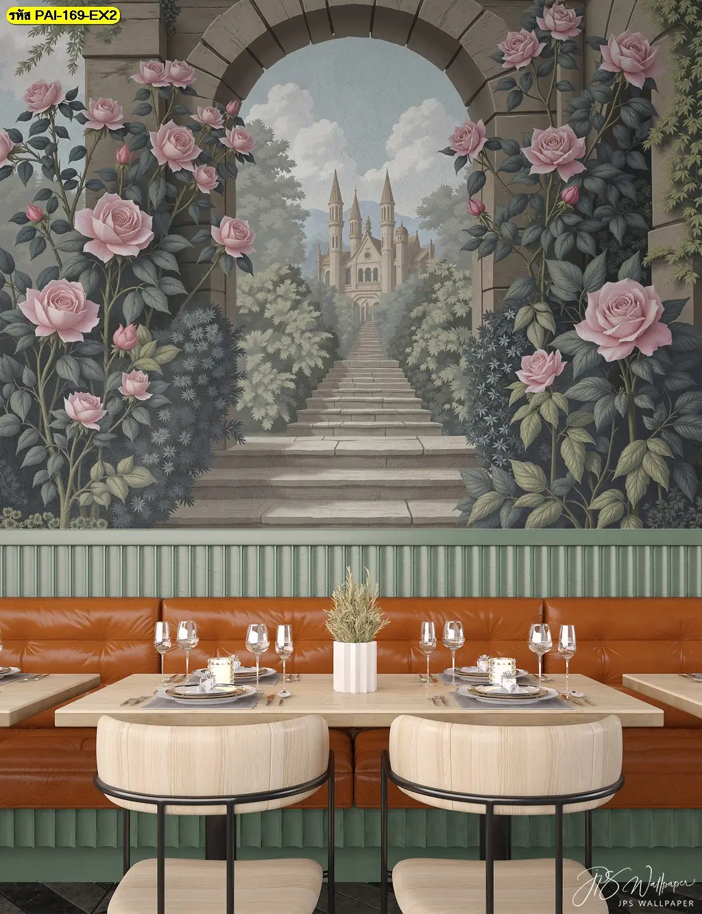 เติมเต็มความหวานให้ร้านด้วยภาพพิมพ์ติดผนังลายสวนดอกไม้ยุโรป