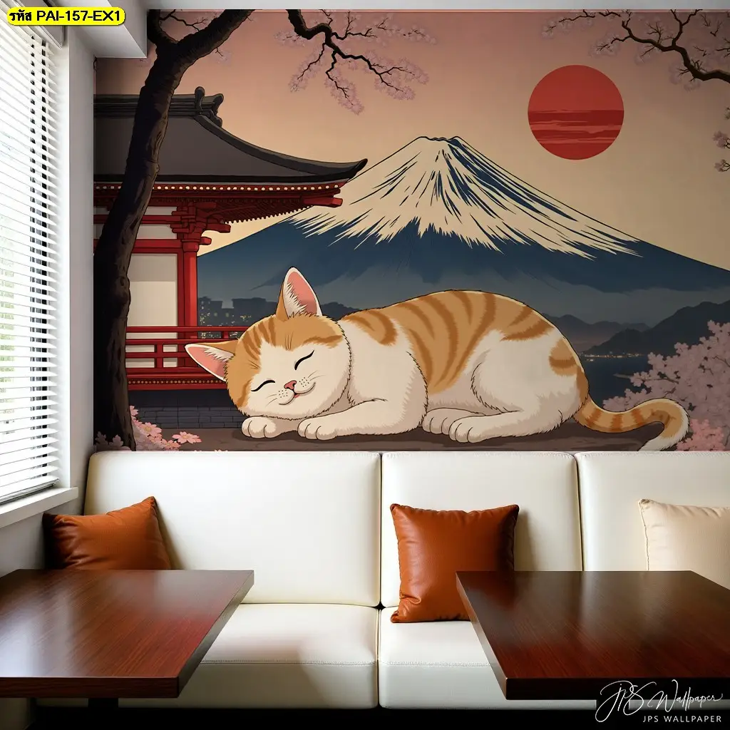 เพิ่มเสน่ห์ให้ร้านด้วยวอลเปเปอร์ตกแต่งร้านอาหารญี่ปุ่นลายแมวที่มีเอกลักษณ์