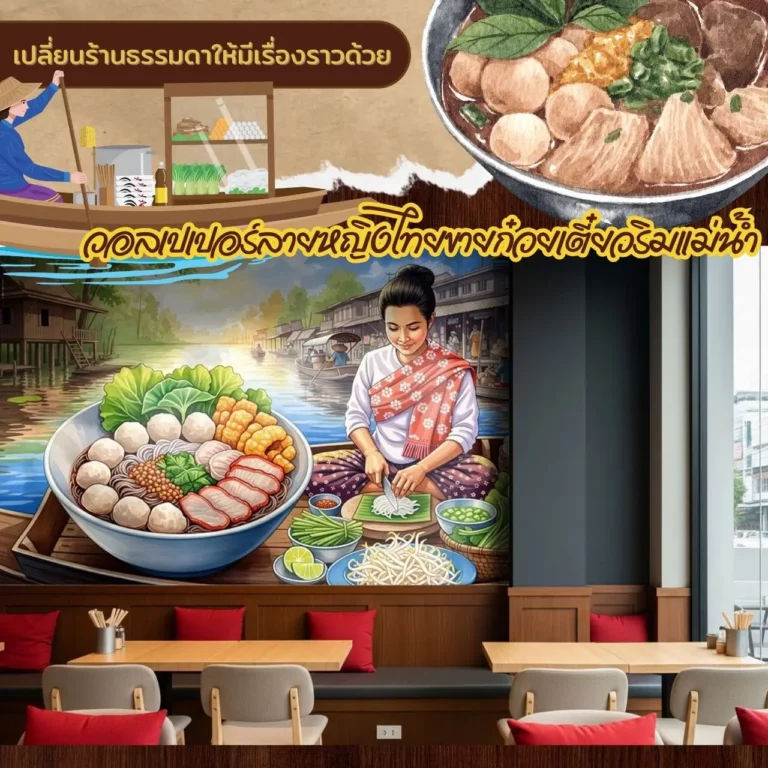 ภาพพิมพ์ติดผนังตกแต่งร้านก๋วยเตี๋ยวที่เพิ่มความสุขและประสบการณ์ดีให้ลูกค้า