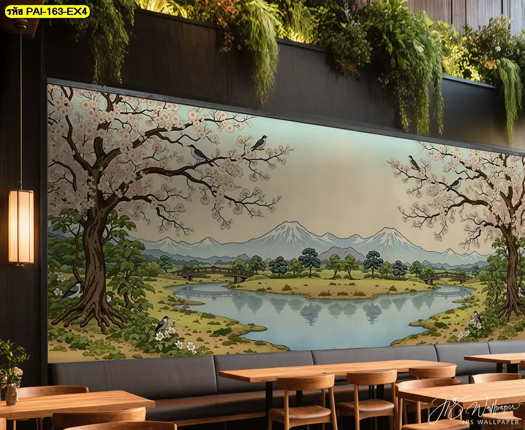 วอลเปเปอร์ลายภาพวาดวิวญี่ปุ่น ช่วยเปลี่ยนบรรยากาศร้านให้ดูมีชีวิตชีวา
