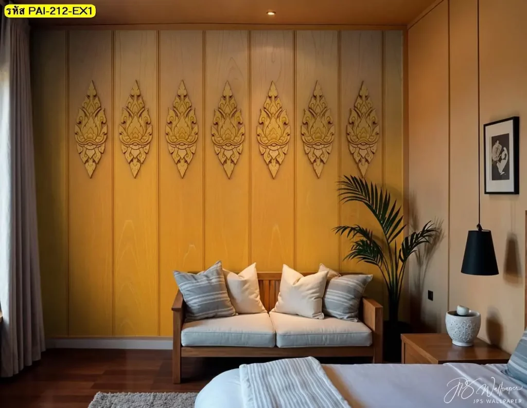 ภาพติดผนังลายไม้กรุผนังรับพิมพ์และติดตั้ง เป็นไอเดียแต่งผนังร้านที่ดูแพงโดยไม่ต้องใช้ไม้จริง