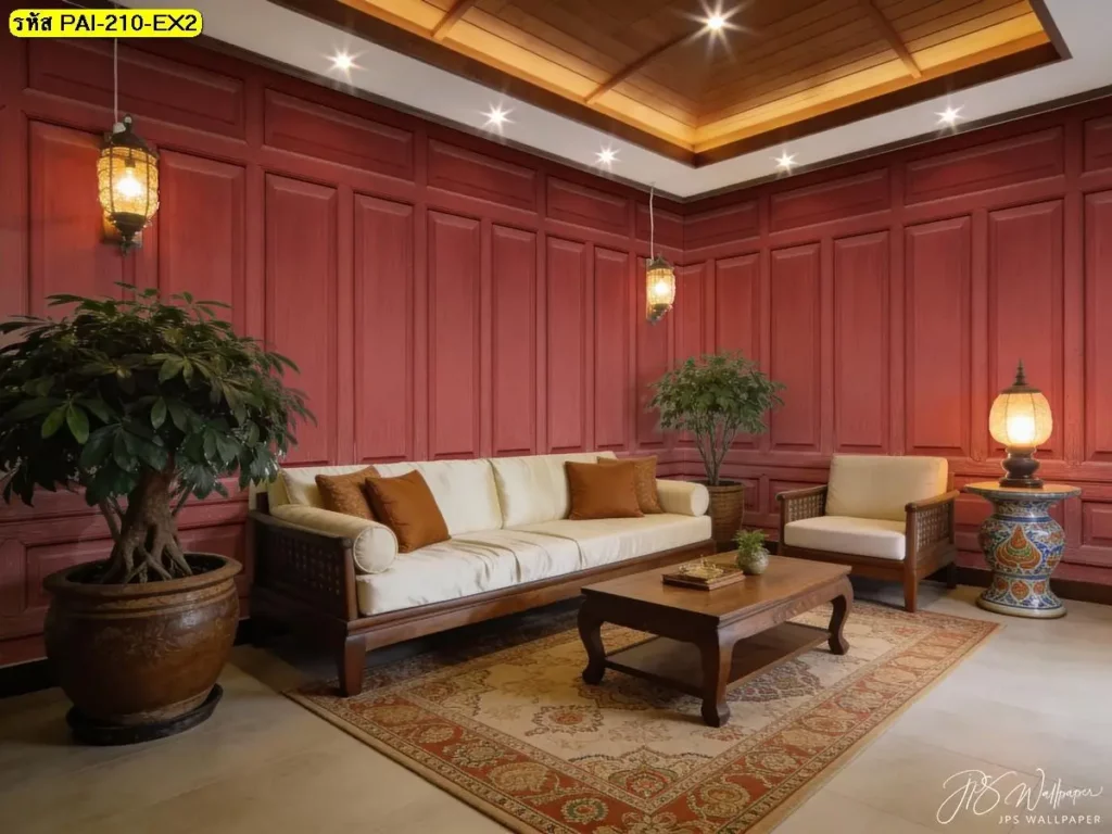 Wood panel wall decor ในรูปแบบวอลเปเปอร์ลายไม้ รับพิมพ์และติดตั้ง เพื่อไอเดียแต่งผนังร้านแบบชิ้นเดียวจบ