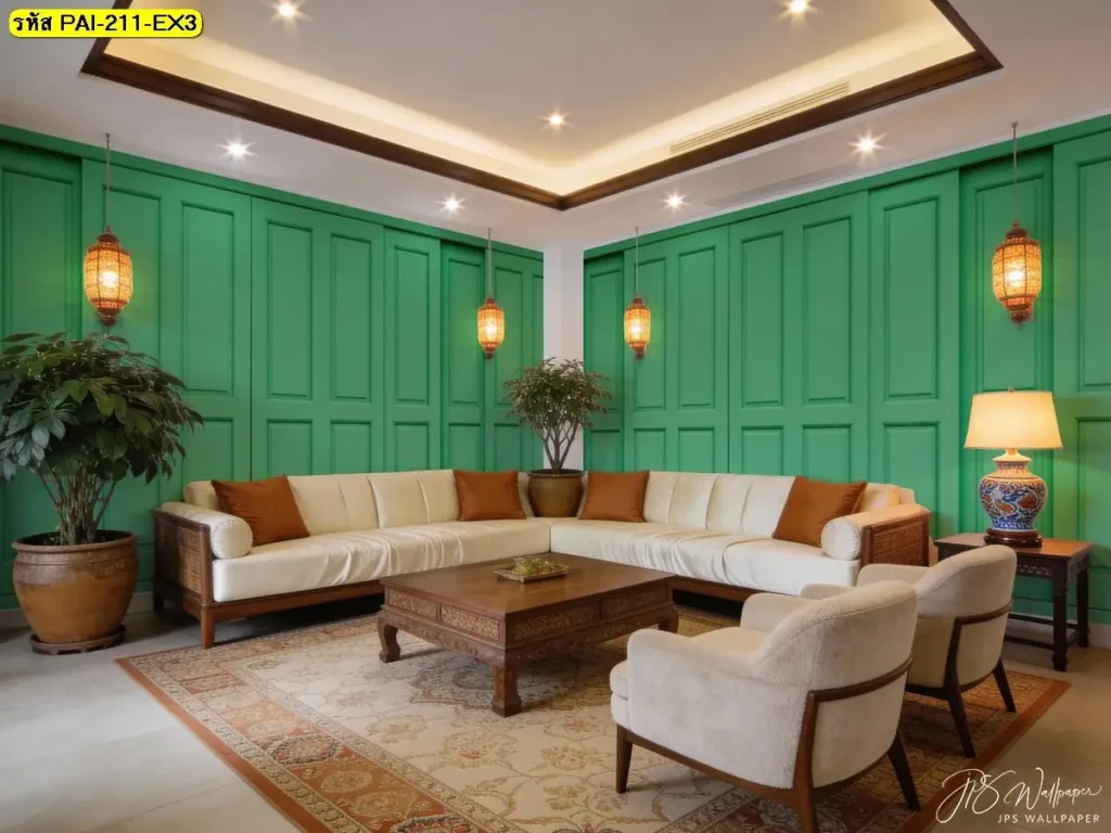 ไอเดียผนังไม้สไตล์อบอุ่นด้วย Wood panel wall decor แบบวอลเปเปอร์ รับพิมพ์และติดตั้งให้ลายไม้ต่อเนื่องทั้งผนัง