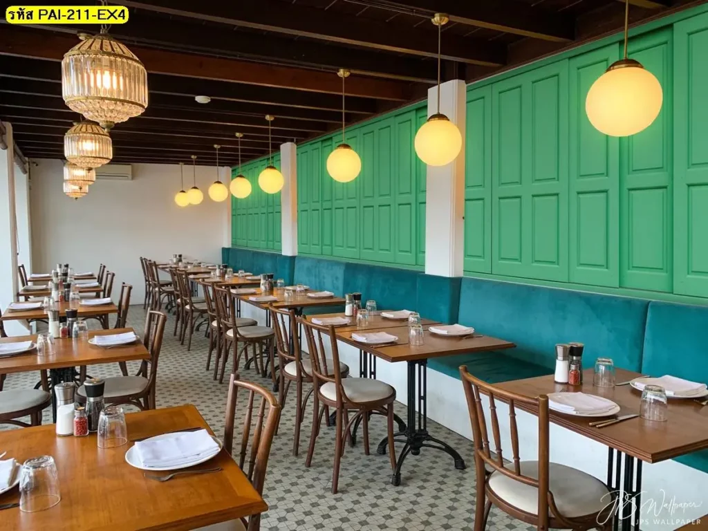 วอลเปเปอร์ลายไม้สำหรับร้านอาหาร รับพิมพ์และบริการติดตั้ง สร้างไอเดียผนังไม้สไตล์อบอุ่นที่ดูแพงและเรียบร้อย