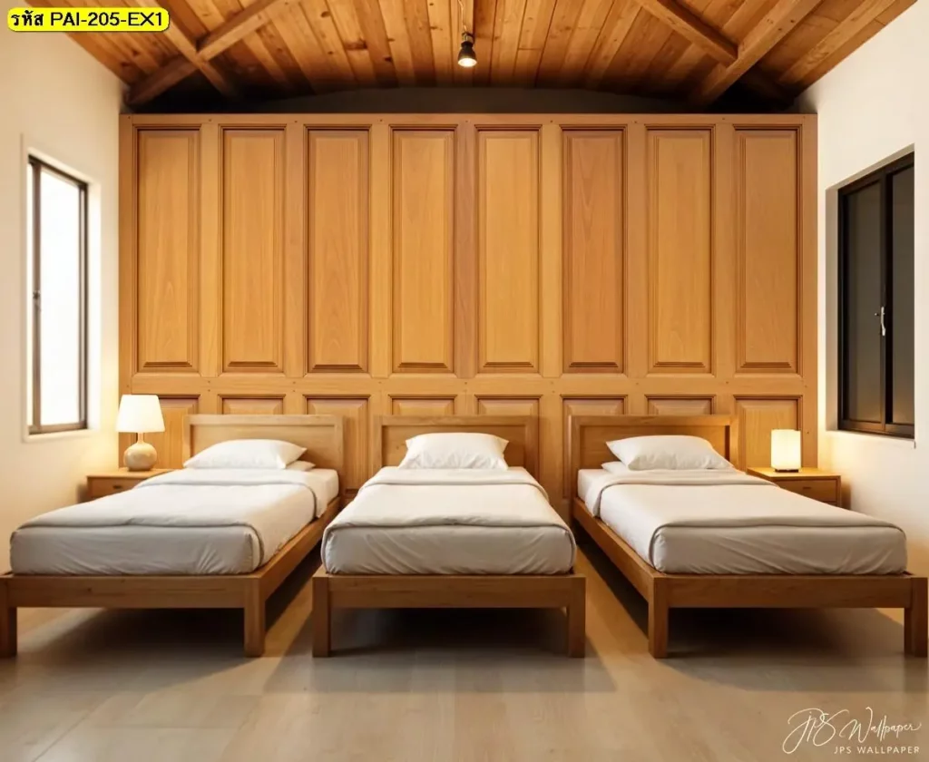 ไอเดียผนังไม้สไตล์อบอุ่นด้วยวอลเปเปอร์กรุผนังไม้ รับพิมพ์และบริการติดตั้งครบขั้นตอน