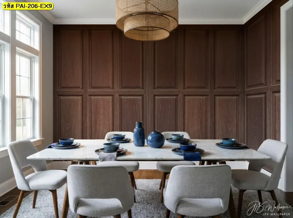 วอลเปเปอร์กรุผนังไม้แนวเรียบ รับพิมพ์ตามพื้นที่จริง พร้อมบริการติดตั้งให้ลายไม้ต่อเนื่องทั้งผนัง