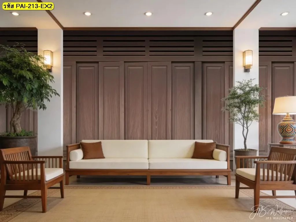 วอลเปเปอร์ลายไม้สไตล์อบอุ่น รับพิมพ์และบริการติดตั้ง ช่วยให้ผนังร้านเป็นองค์ประกอบหลักของดีไซน์